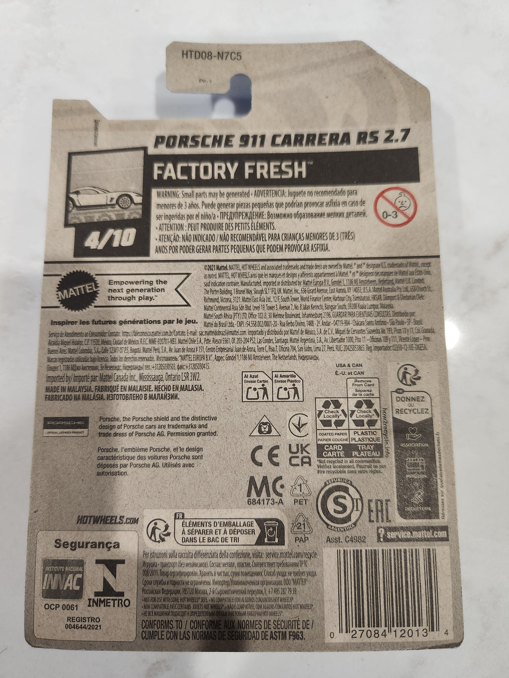 Hot Wheels Porshe 911 Carrera RS 2.7