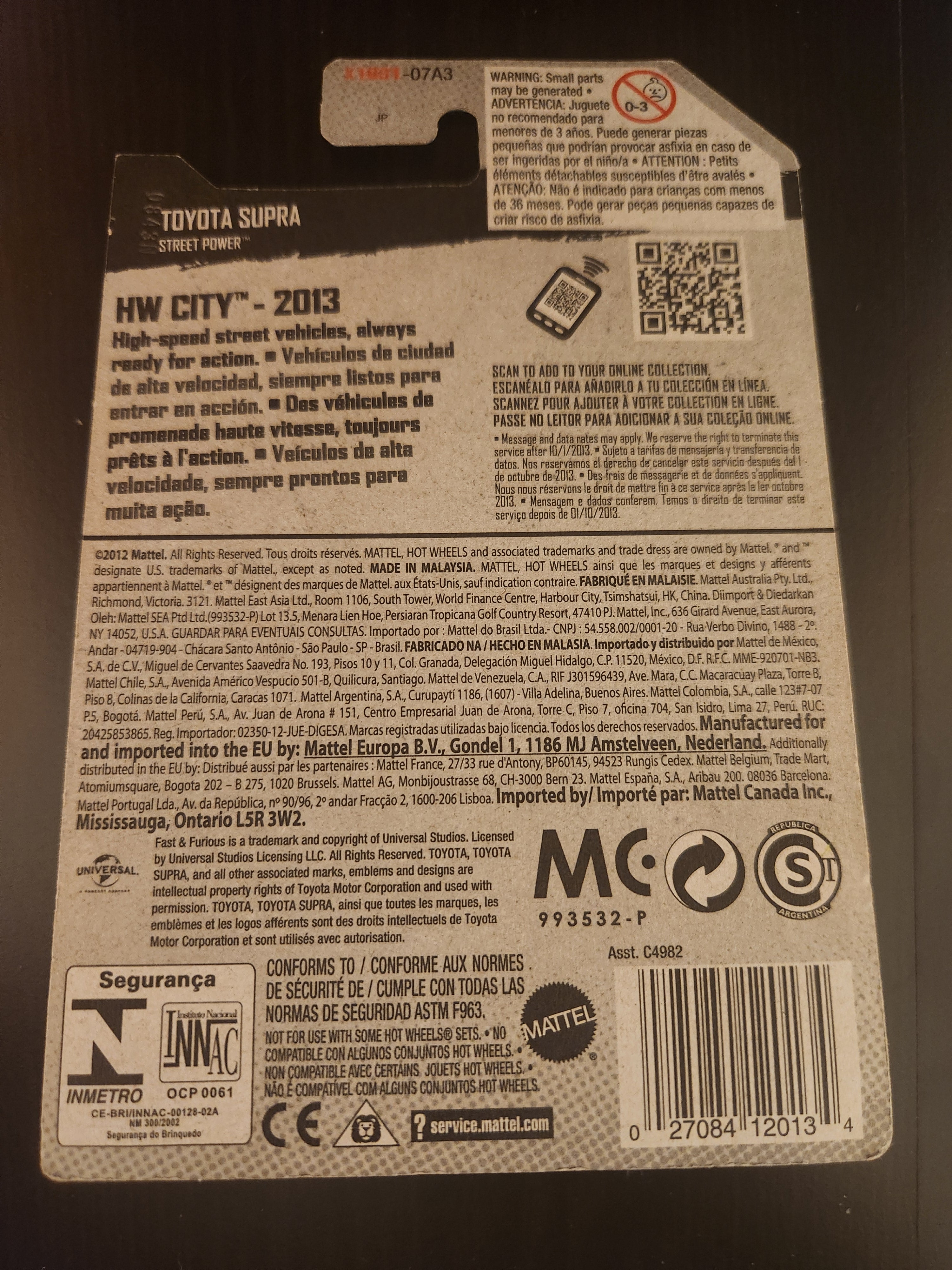 Hotwheels Fast and Furious Toyota Supra 2013 mainline